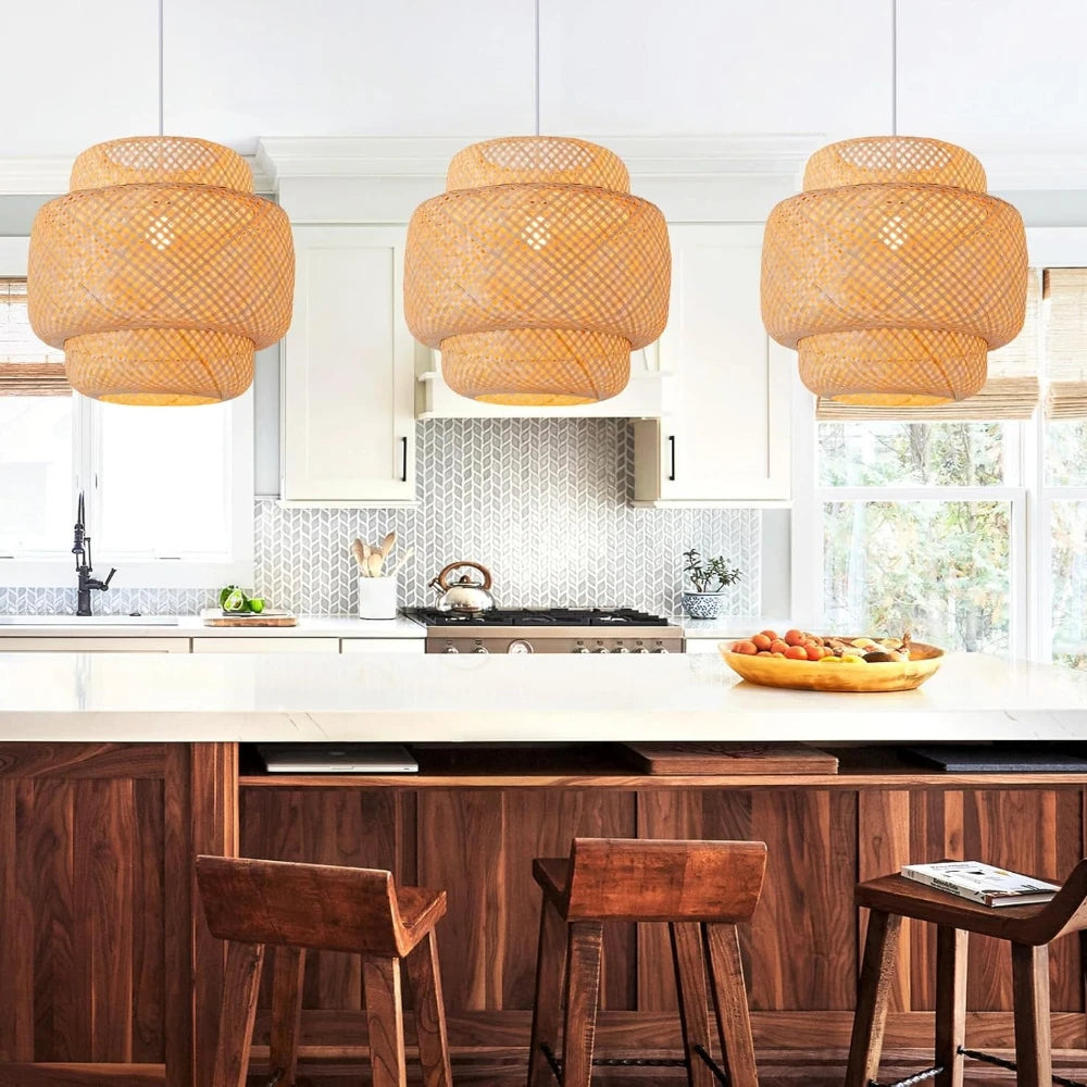 Suspension Bambou 30/40/50cm LED - Lustre Design Naturel