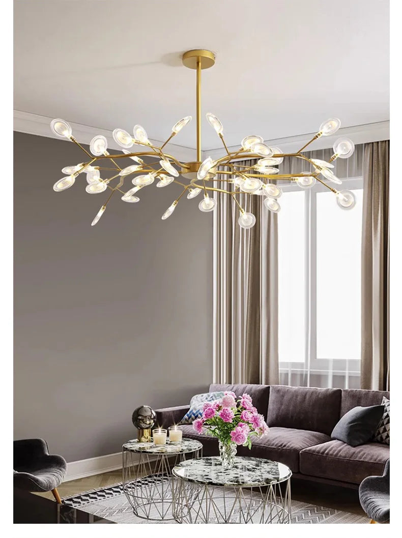 Lustre Araignée Design — Doré B 54 ampoules