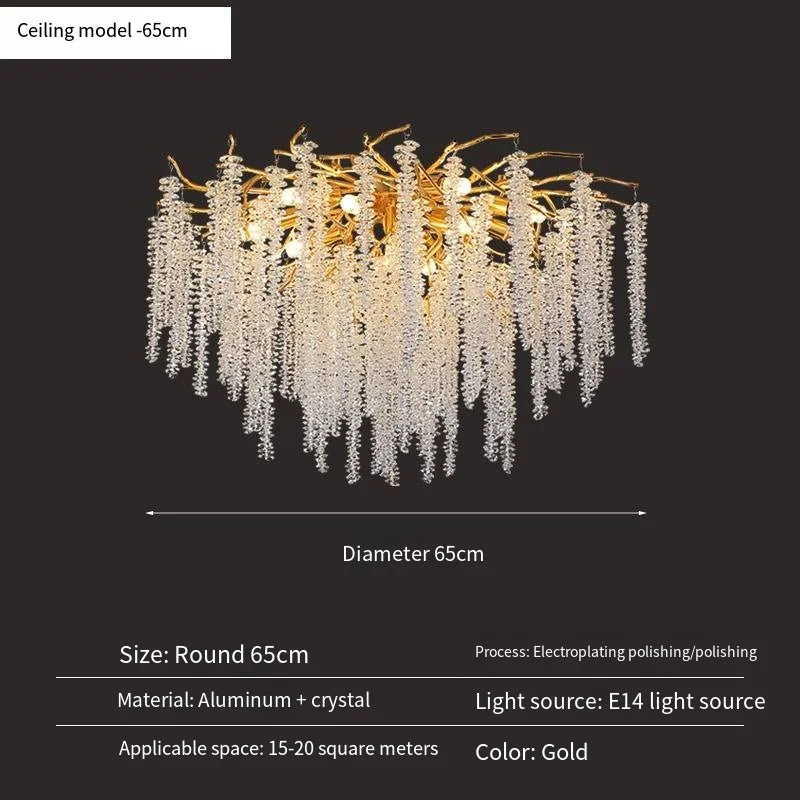 Lustre Cristal Ancien — Métal — Rond 46cm