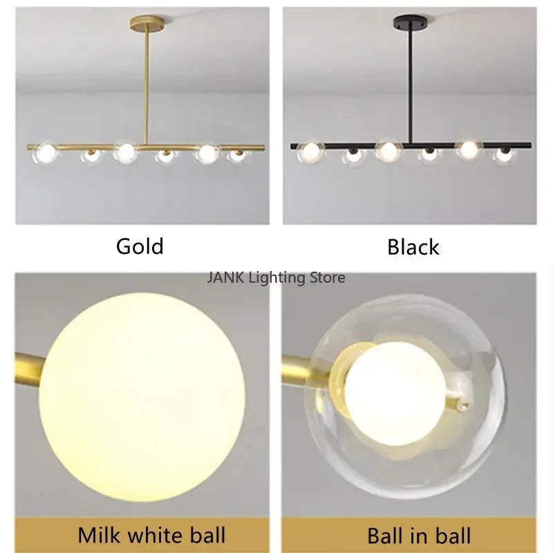 Lustre Blanc Moderne — Verre — 6 G Blanc Laiteux ball