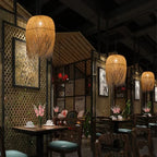 Lustre Bambou Créatif Style Loft - Suspension LED Asiatique Artisanal