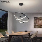 Lustre Anneau LED Villa Design — Fer Forgé Multi-anneaux — Salon et Chambre