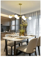 Lustre Blanc Moderne — Verre — 6 G Blanc Laiteux ball