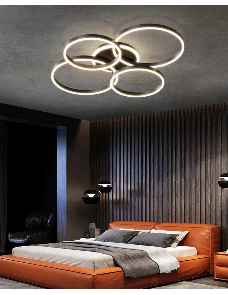 Lustre Design Moderne — 6 ampoules Noir