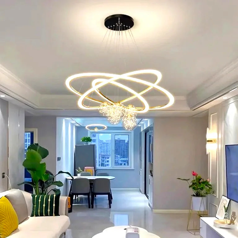 Lustre Pendant Light Lusters Living Room Chandelier Modern Creative Circle Ring Bedroom - Lustre France