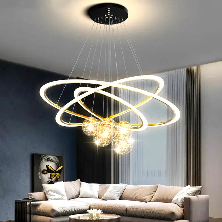 Lustre Pendant Light Lusters Living Room Chandelier Modern Creative Circle Ring Bedroom - vue 2