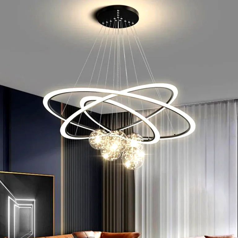 Lustre Pendant Light Lusters Living Room Chandelier Modern Creative Circle Ring Bedroom - vue 3
