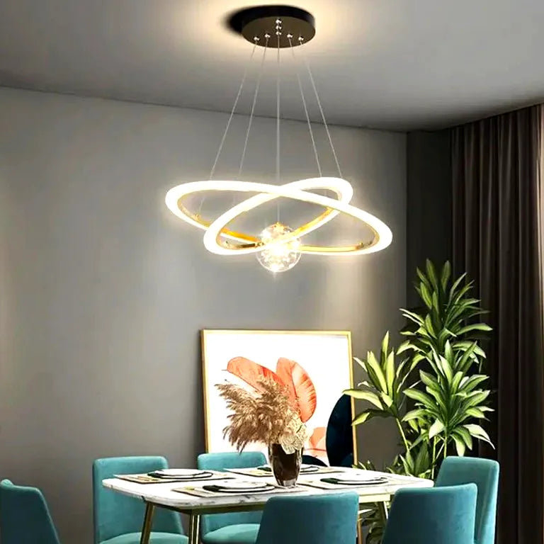 Lustre Pendant Light Lusters Living Room Chandelier Modern Creative Circle Ring Bedroom - vue 4