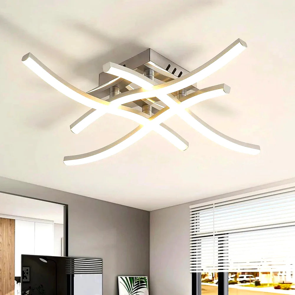 Lustre 24W Ceiling Light, Modern Curved Design Chandelier, 4000K, 2400LM, Neutral White - Lustre France