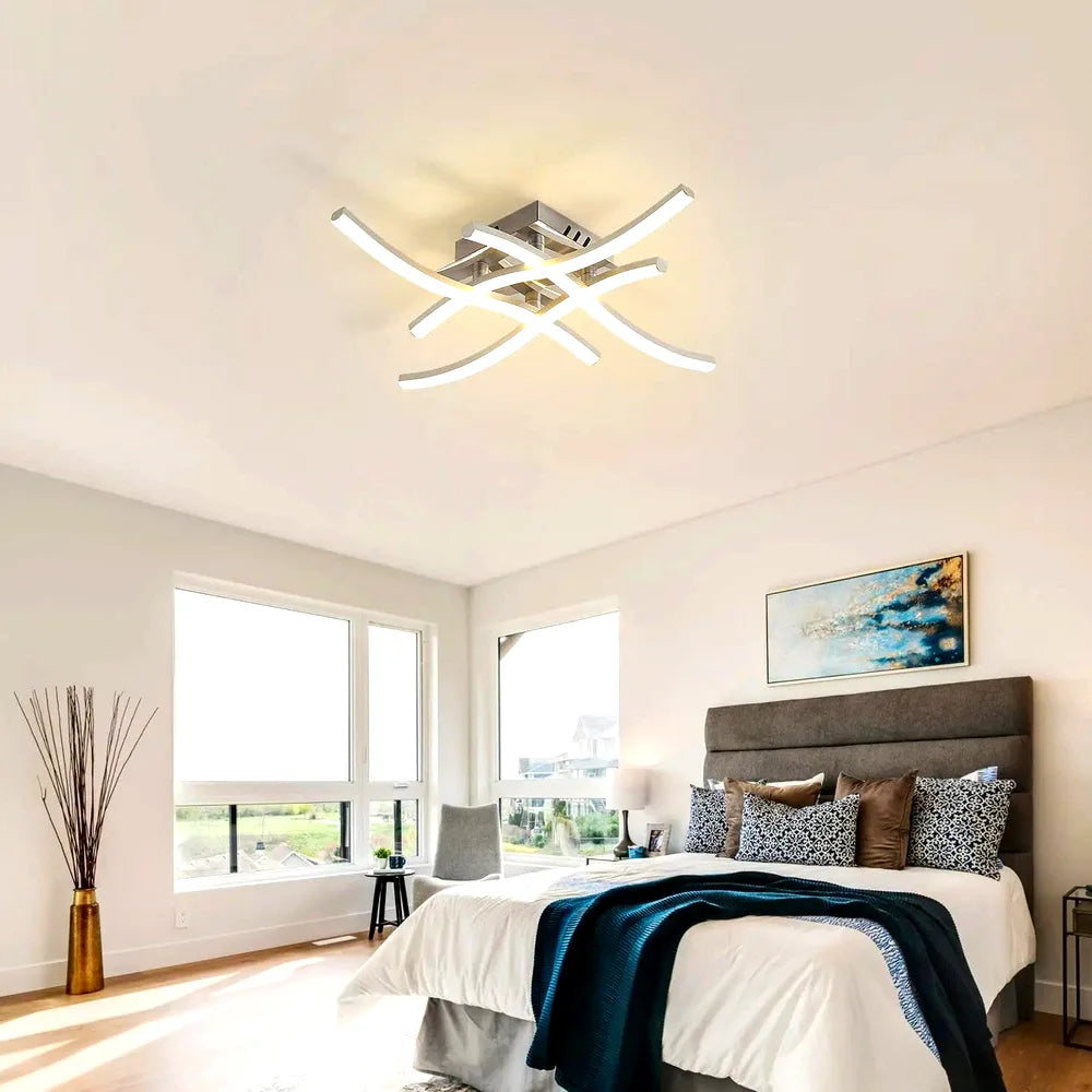 Lustre 24W Ceiling Light, Modern Curved Design Chandelier, 4000K, 2400LM, Neutral White - vue 2