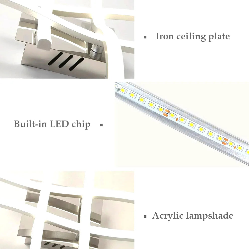 Lustre 24W Ceiling Light, Modern Curved Design Chandelier, 4000K, 2400LM, Neutral White - vue 4