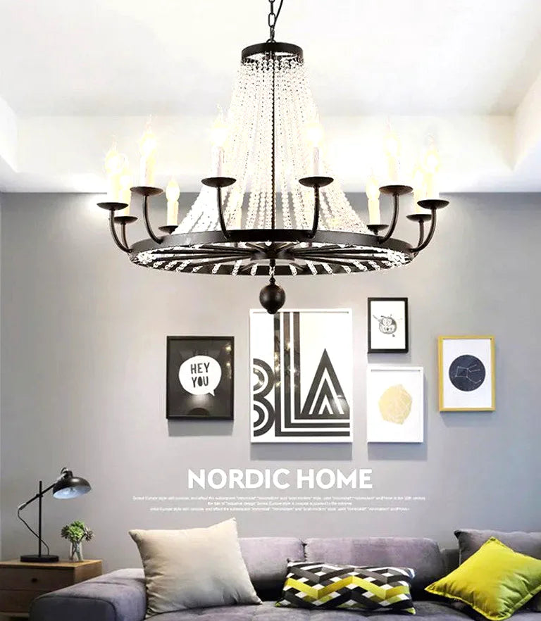 Lustre American Country Candle Chandelier French European Pastoral Style Home Decor Pen - vue 3