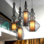 Lustre American retro industrial Chandelier forged iron birdcage Chandelier restaurant  - vue 3