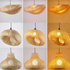 Lustre Bamboo Hanging Lamp Pendant Ceiling Light Rattan Wicker Lustre Hand Knit Braidin - vue 3
