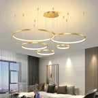 Lustre Black Rings Simple Style Modern Pendant Light Minimalist Chandelier Living Room  - Lustre France