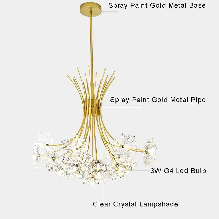 Lustre Ceiling Led Chandelier Modern Crystal Lamp Lustre Living Room Hanging Light Fixt - vue 3