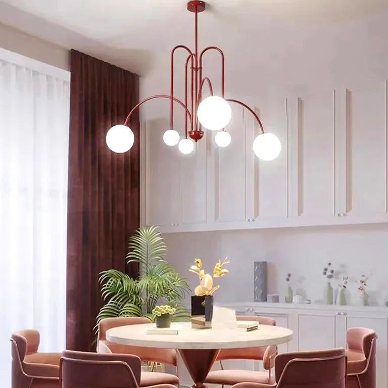 Lustre Comet Chandelier Nordic replica design arch lamp living room restaurant glass ba - vue 3