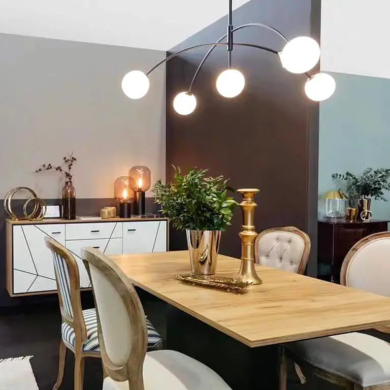 Lustre Comet Chandelier Nordic replica design arch lamp living room restaurant glass ba - vue 5