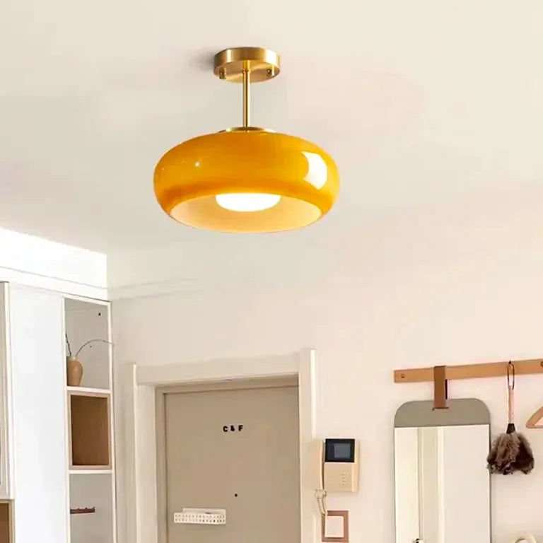 Lustre Creative Minimalist Style Chandelier Bauhaus Orange Glass Ceiling Chandelier Bed - vue 3