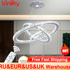 Lustre Crystal Luxury Pendant Lights for Living Room Remote Control Chandelier Lamp Bed - Lustre France
