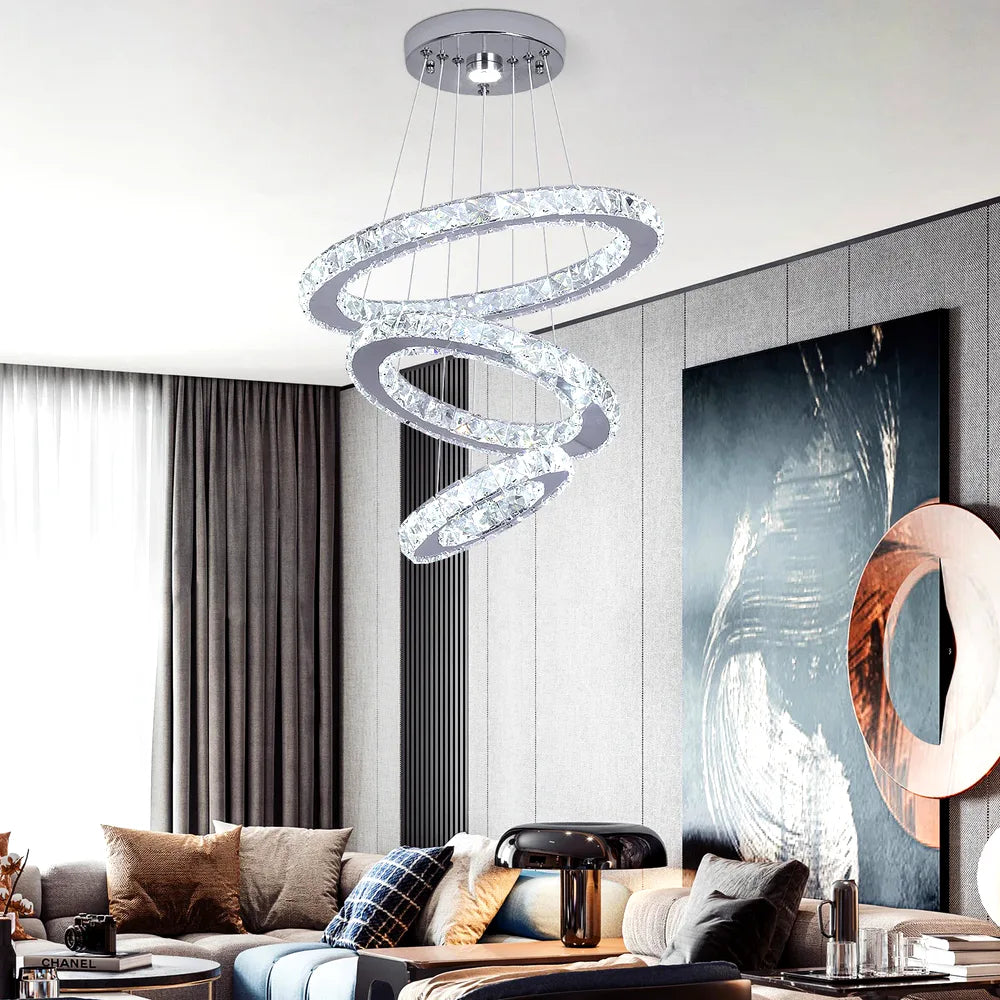 Lustre Crystal Luxury Pendant Lights for Living Room Remote Control Chandelier Lamp Bed - vue 3