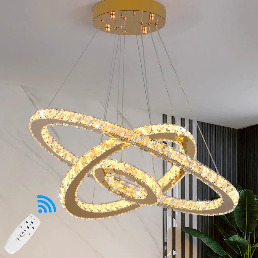 Lustre Crystal Luxury Pendant Lights for Living Room Remote Control Chandelier Lamp Bed - vue 4