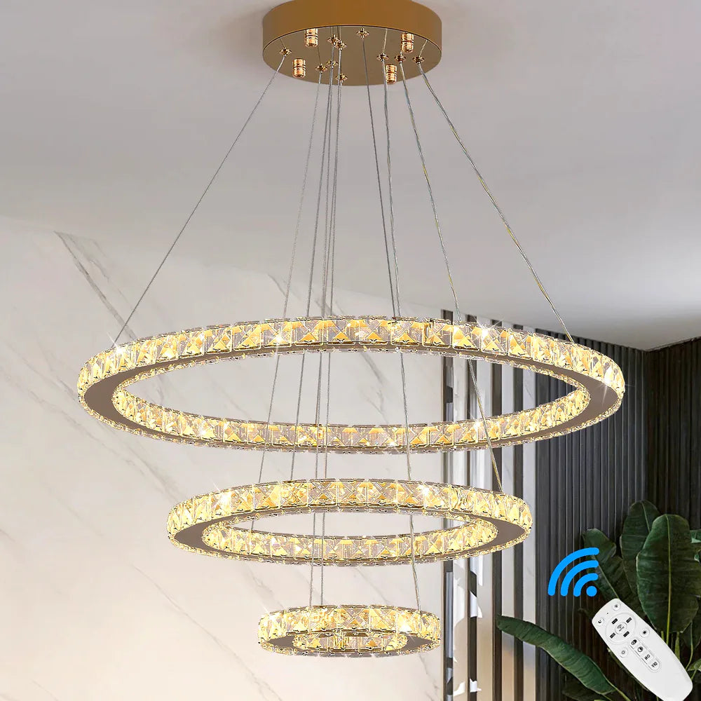 Lustre Crystal Luxury Pendant Lights for Living Room Remote Control Chandelier Lamp Bed - vue 5