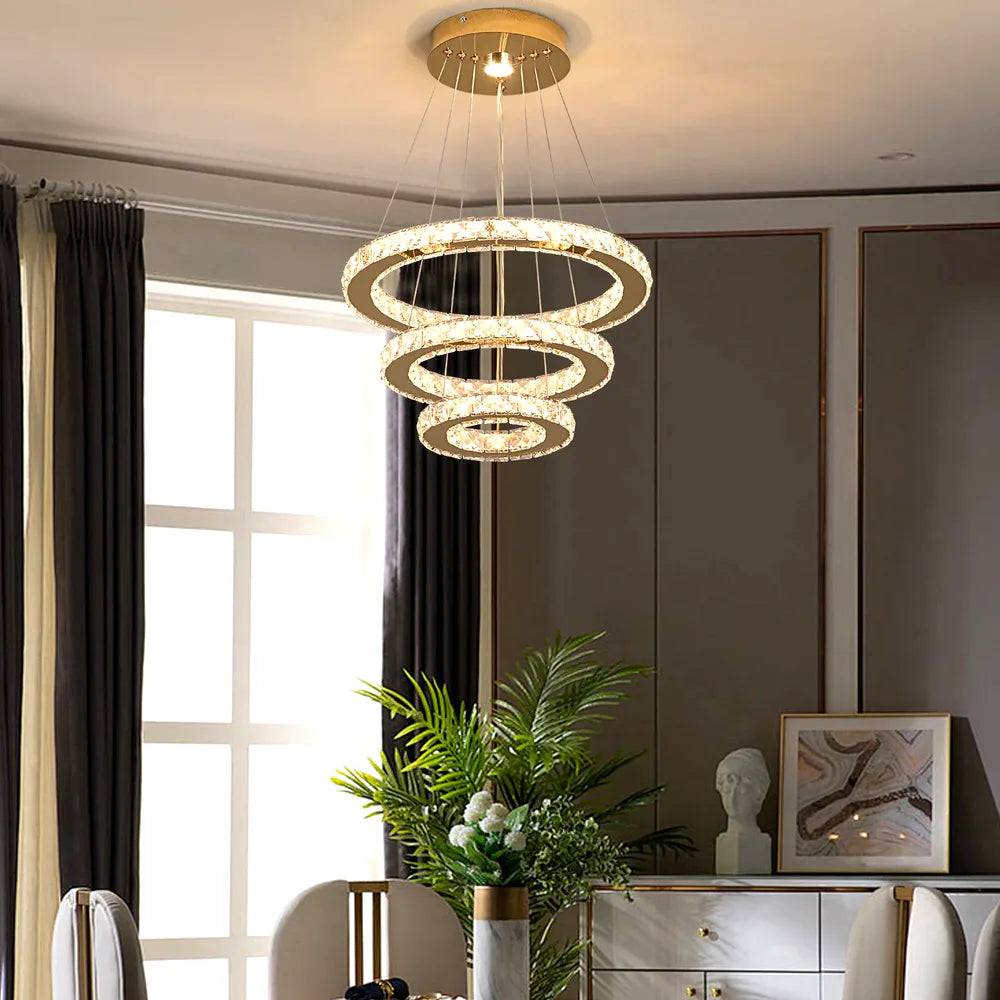 Lustre French luxury crystal chandeliers Hall living room Led ceiling lamp pendant ceil - vue 3