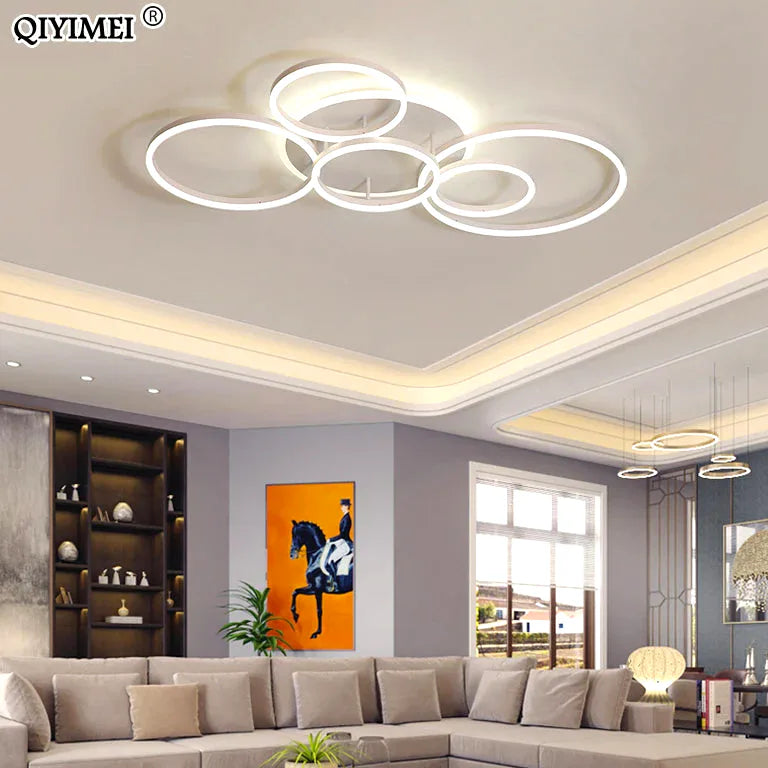 Lustre Gold White Modern Chandelier Lighting Living Study Room Lights Indoor Lamps Parl - vue 2
