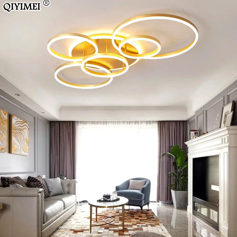 Lustre Gold White Modern Chandelier Lighting Living Study Room Lights Indoor Lamps Parl - vue 3