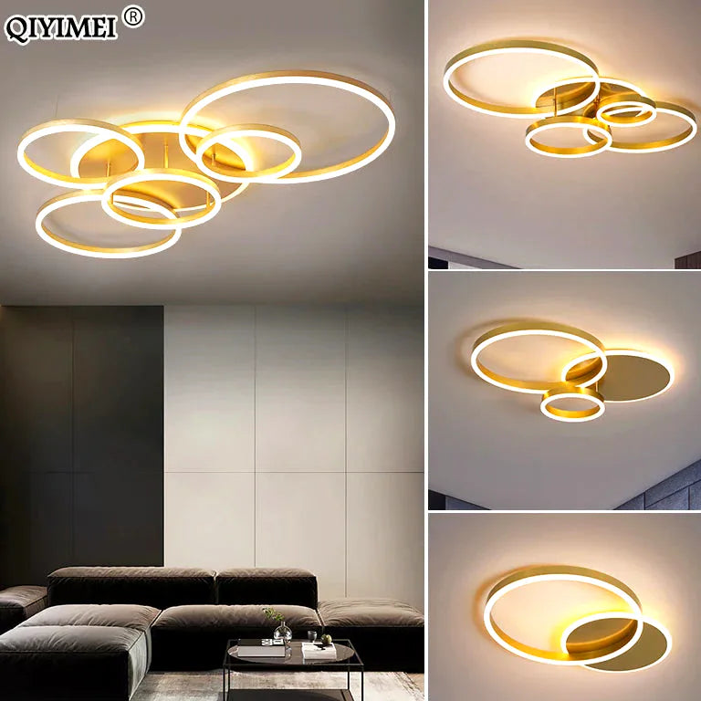 Lustre Gold White Modern Chandelier Lighting Living Study Room Lights Indoor Lamps Parl - vue 5