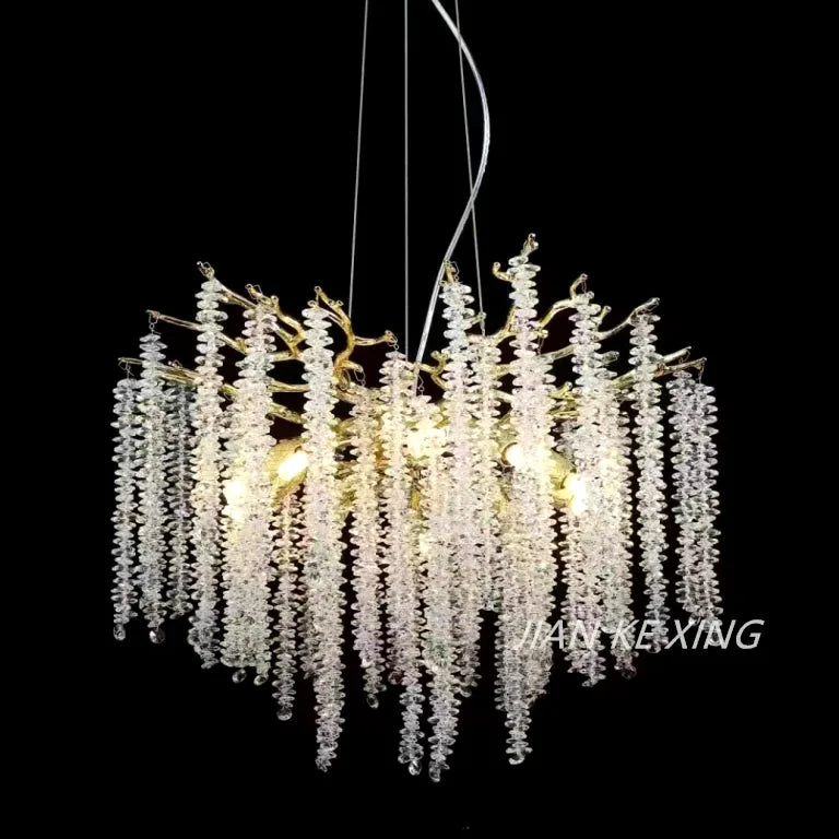 Lustre High End Luxury Nano Electroplating Crystal Tassel Pendant Chandelier for Living - Lustre France