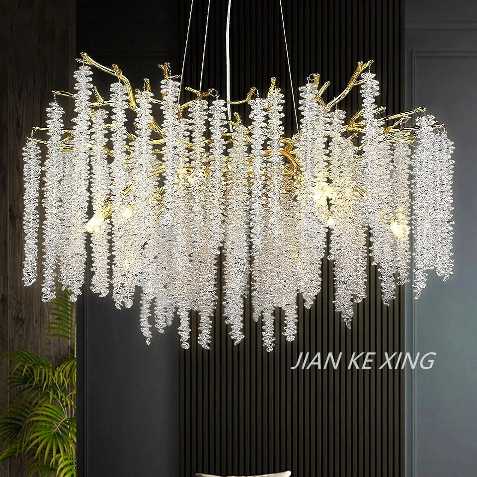 Lustre High End Luxury Nano Electroplating Crystal Tassel Pendant Chandelier for Living - vue 5