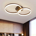Lustre Home Ring Design Led Chandeliers Gold Coffee Round Circle Ceiling Light Living D - vue 5