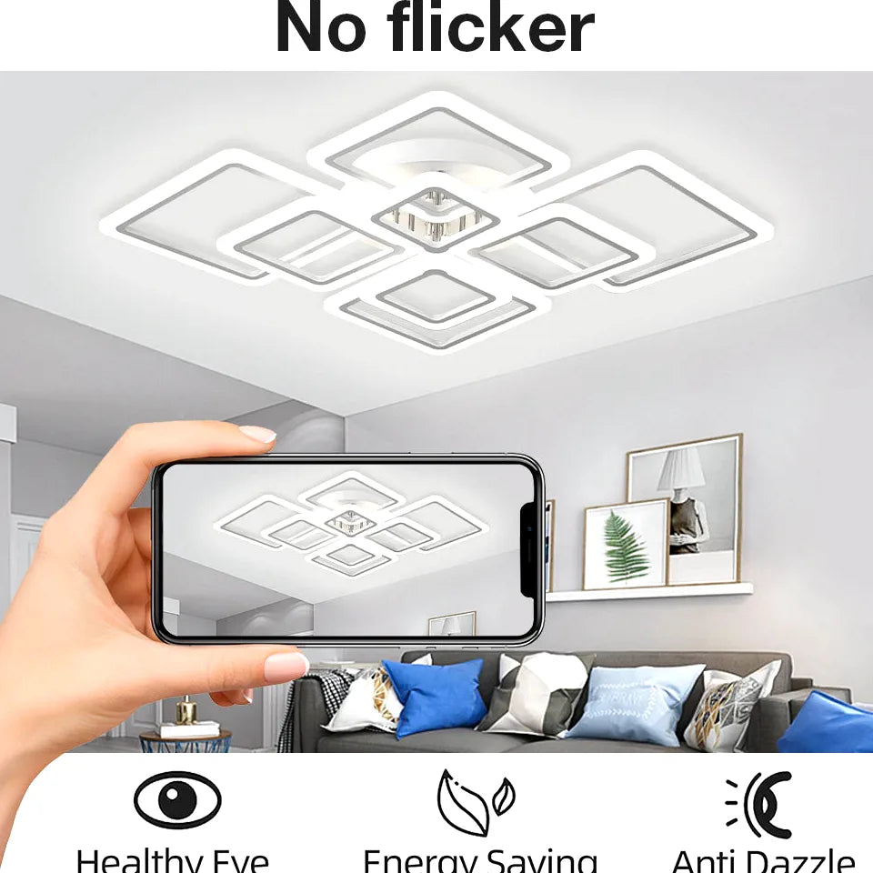 Lustre IRALAN Modern Ceiling Light Infinitely Dimmable Chandeliers with Remote Control  - vue 4