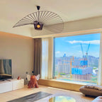 Lustre Italian Cross-border Nordic Straw Hat Lamp Fabric Restaurant Art Living Bedroom  - vue 2