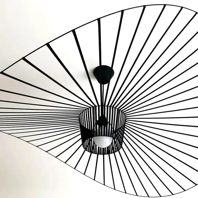 Lustre Italian Cross-border Nordic Straw Hat Lamp Fabric Restaurant Art Living Bedroom  - vue 3