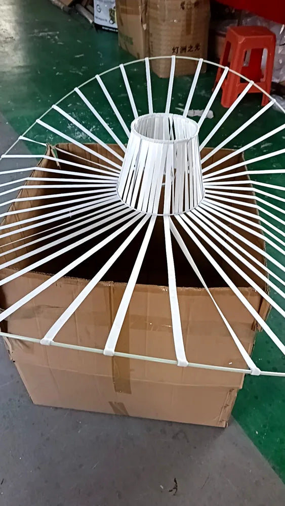 Lustre Italian Cross-border Nordic Straw Hat Lamp Fabric Restaurant Art Living Bedroom  - vue 4