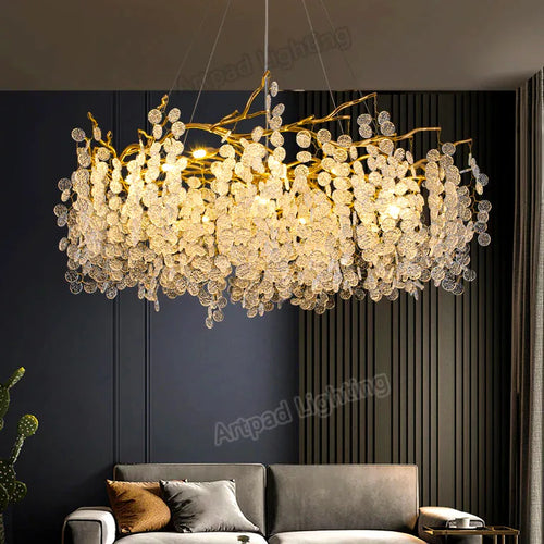 Lustre Large Crystals Chandeliers Luxury Crystal Ceiling chandelier for Living Room Ind - Lustre France