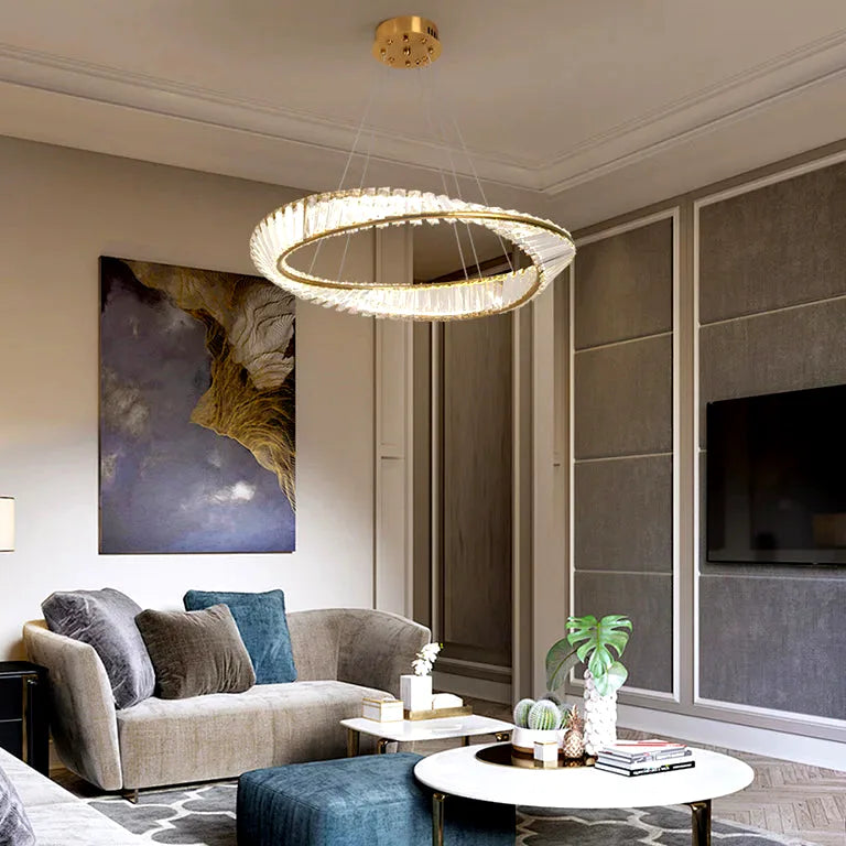 Lustre Led Luxury Ring Pendant Lights Living Dining Room Chandelier Modern Home Decor C - vue 3