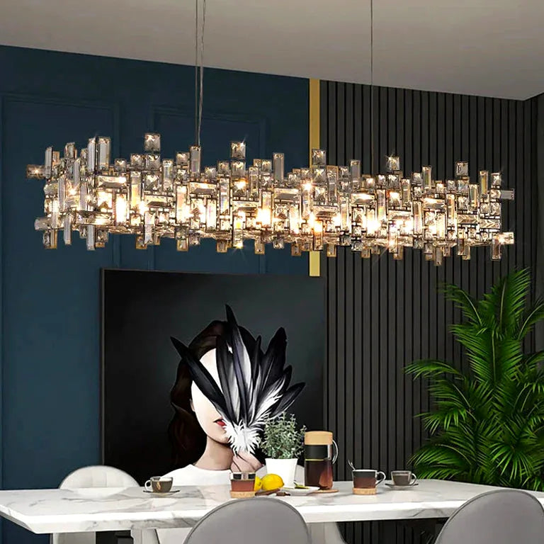 Lustre Luxury Chrome Crystal Chandeliers Home Villa Living Dining Room Lighting Decorat - Lustre France
