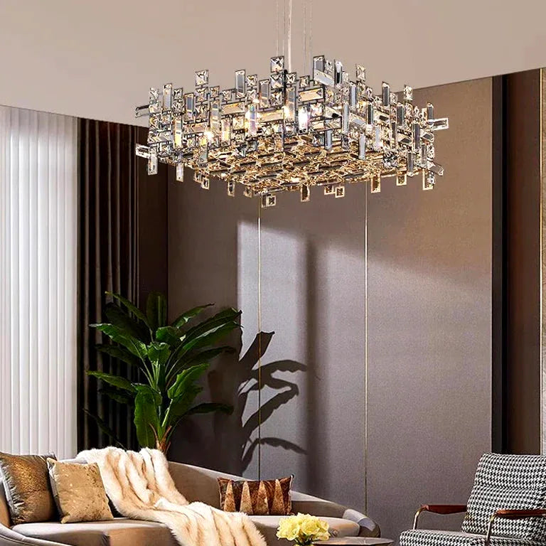 Lustre Luxury Chrome Crystal Chandeliers Home Villa Living Dining Room Lighting Decorat - vue 5