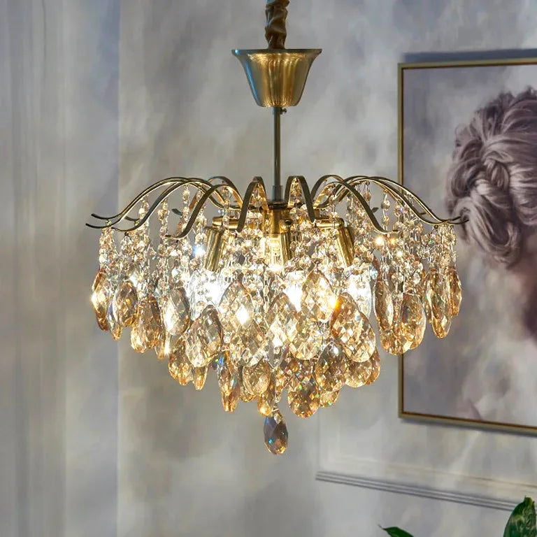 Lustre Luxury French Crystal Ceiling Pendant Lamp Lustre Led Ceiling Light Fixture Livi - vue 2