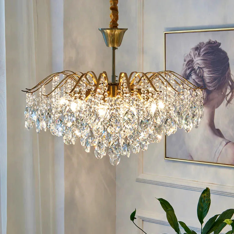 Lustre Luxury French Crystal Ceiling Pendant Lamp Lustre Led Ceiling Light Fixture Livi - vue 3