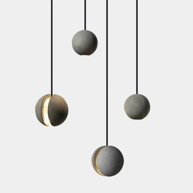 Lustre Minimalist cement chandelier modern planet moon pendant lights for bedroom bedsi - Lustre France