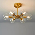 Lustre Minimaliste luxueux cuivre nordique blanc boule verre - Vue 5 - Lustre France