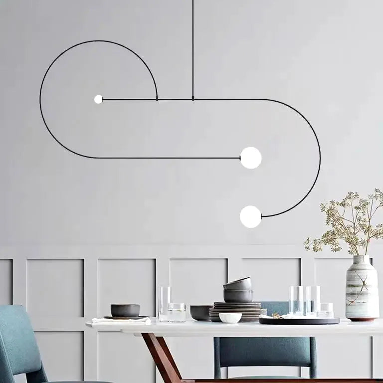 Lustre Mobile nordique fer geometric line minimaliste noir - Lustre France