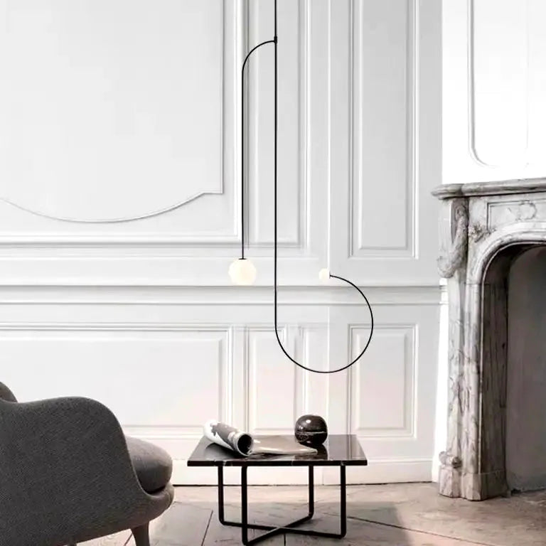 Lustre Mobile nordique fer geometric line minimaliste noir - Vue 2 - Lustre France