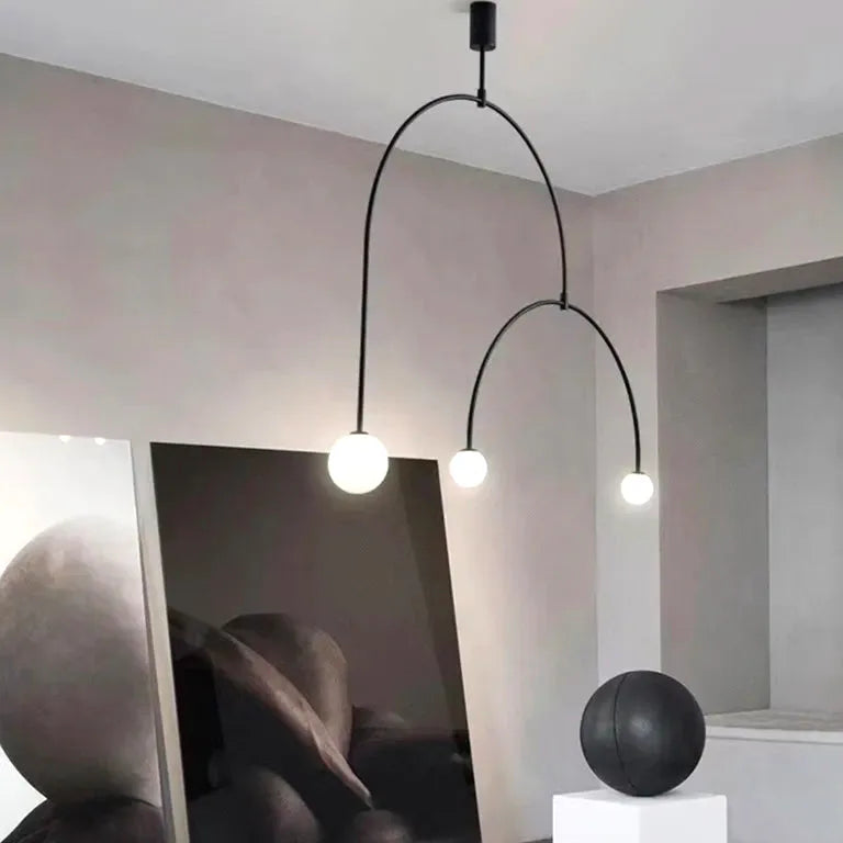 Lustre Mobile nordique fer geometric line minimaliste noir - Vue 3 - Lustre France