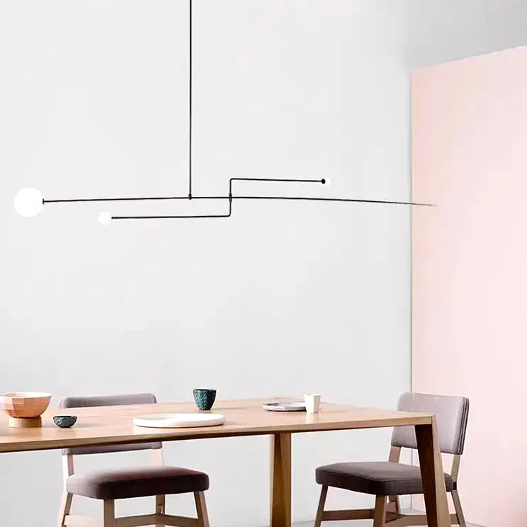 Lustre Mobile nordique fer geometric line minimaliste noir - Vue 4 - Lustre France